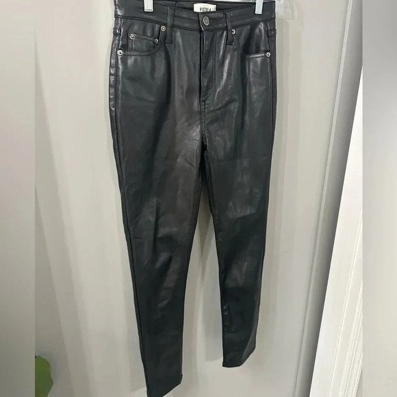 PISTOLA Faux Leather Pants Aline High Rise Skinny in Onyx Size 25 - Picture 3 of 7